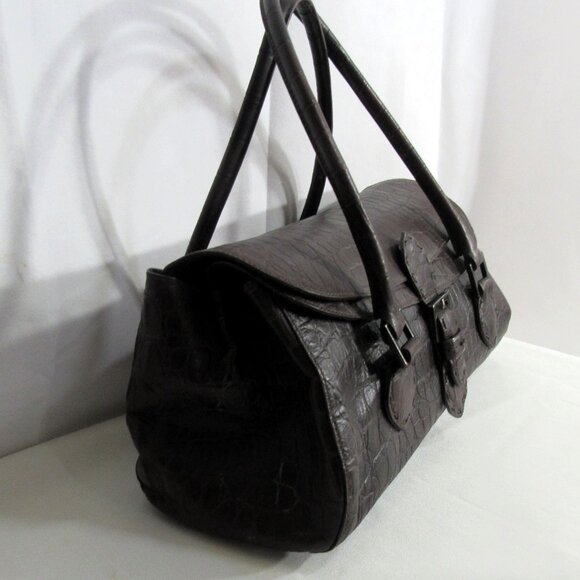 DESMO GENUINE LEATHER made in ITALY 15" SATCHEL TOTE, DARK BROWN - Picture 3 of 16